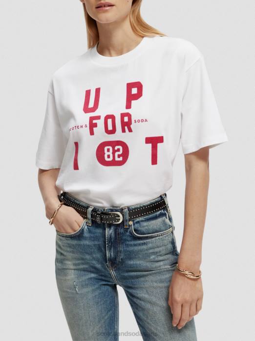 Scotch & Soda femmes t-shirt ample à imprimé graphique blanc vêtements 4HB460