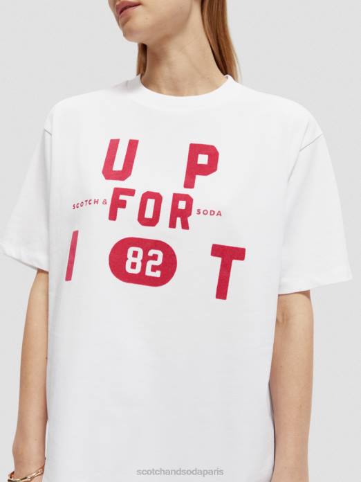 Scotch & Soda femmes t-shirt ample à imprimé graphique blanc vêtements 4HB460