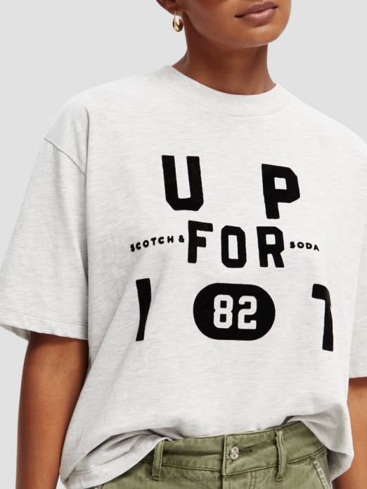 Scotch & Soda femmes t-shirt ample à imprimé graphique gris mélangé vêtements 4HB462