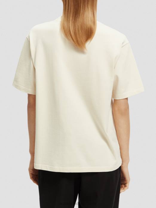 Scotch & Soda femmes t-shirt ample à imprimé graphique vanille blanche vêtements 4HB463
