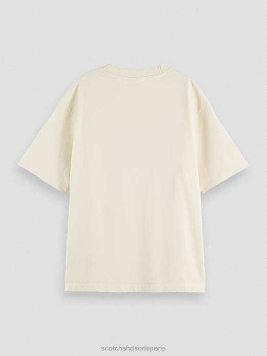 Scotch & Soda femmes t-shirt ample à imprimé graphique vanille blanche vêtements 4HB463