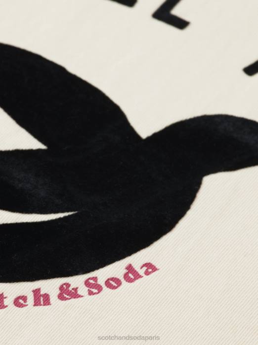 Scotch & Soda femmes t-shirt ample à imprimé graphique vanille blanche vêtements 4HB463