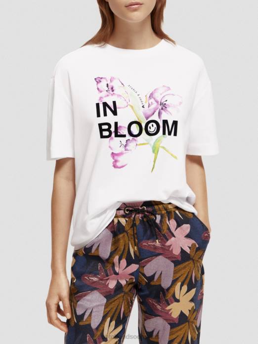 Scotch & Soda femmes t-shirt ample à motif artistique blanc vêtements 4HB465