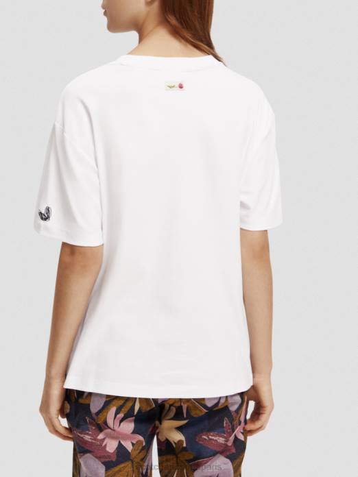 Scotch & Soda femmes t-shirt ample à motif artistique blanc vêtements 4HB465