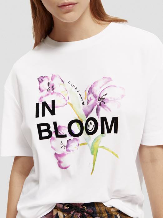 Scotch & Soda femmes t-shirt ample à motif artistique blanc vêtements 4HB465
