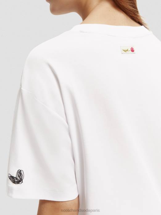 Scotch & Soda femmes t-shirt ample à motif artistique blanc vêtements 4HB465
