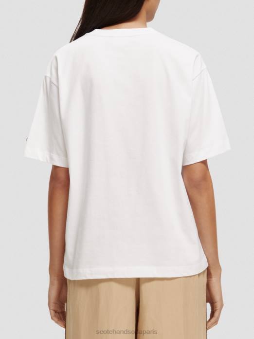 Scotch & Soda femmes t-shirt ample à motif artistique blanc vêtements 4HB477