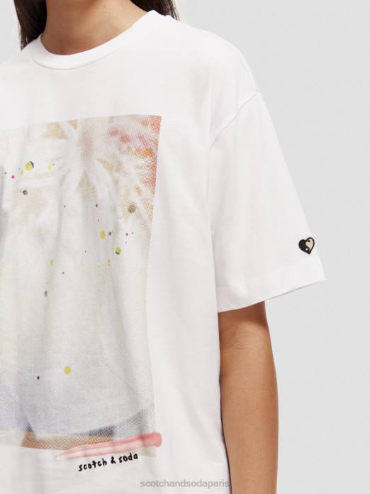 Scotch & Soda femmes t-shirt ample à motif artistique blanc vêtements 4HB477