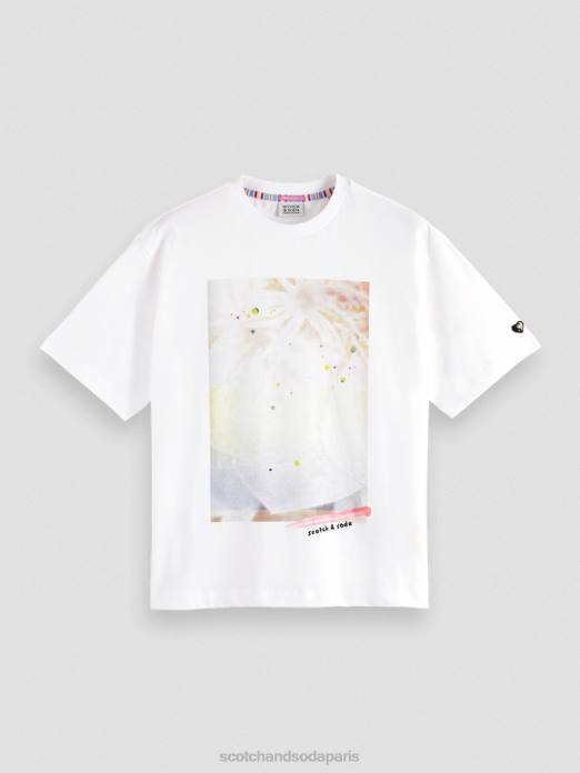 Scotch & Soda femmes t-shirt ample à motif artistique blanc vêtements 4HB477
