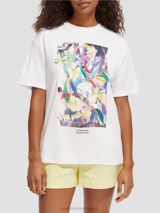 Scotch & Soda femmes t-shirt ample à motif artistique blanc vêtements 4HB492