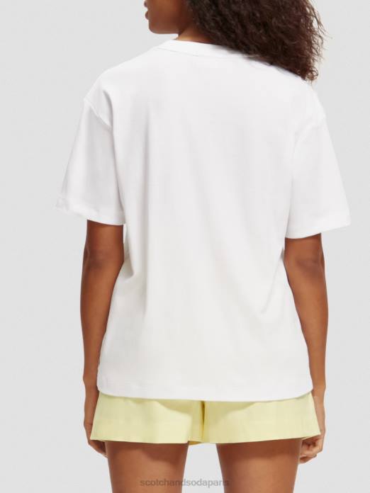 Scotch & Soda femmes t-shirt ample à motif artistique blanc vêtements 4HB492
