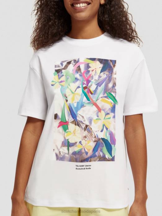 Scotch & Soda femmes t-shirt ample à motif artistique blanc vêtements 4HB492