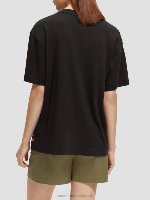 Scotch & Soda femmes t-shirt ample à motif artistique noir vêtements 4HB493