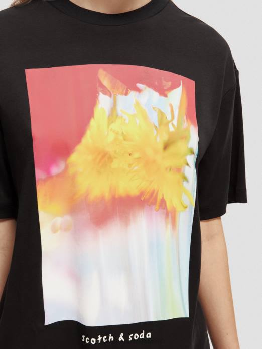 Scotch & Soda femmes t-shirt ample à motif artistique noir vêtements 4HB493