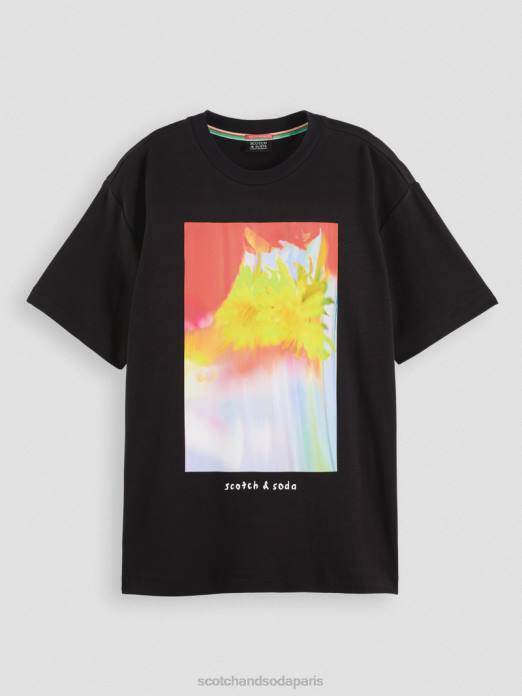 Scotch & Soda femmes t-shirt ample à motif artistique noir vêtements 4HB493