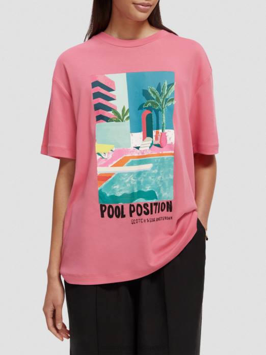 Scotch & Soda femmes t-shirt ample à motif artistique punch rose vêtements 4HB494