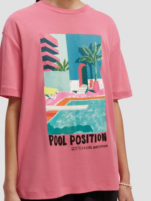 Scotch & Soda femmes t-shirt ample à motif artistique punch rose vêtements 4HB494