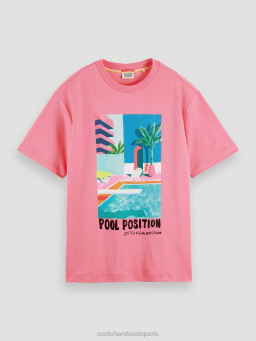 Scotch & Soda femmes t-shirt ample à motif artistique punch rose vêtements 4HB494