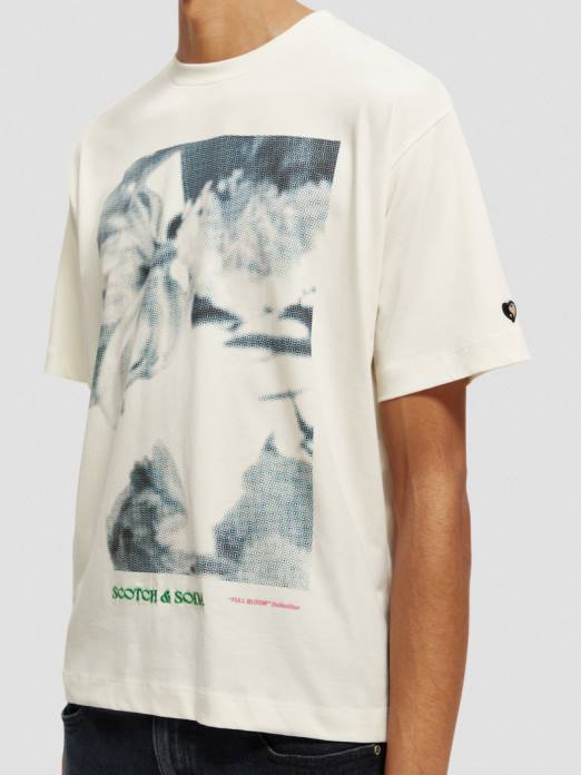 Scotch & Soda femmes t-shirt ample à motif artistique vanille blanche vêtements 4HB476