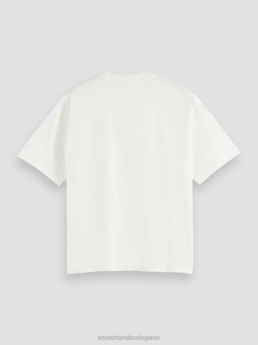 Scotch & Soda femmes t-shirt ample à motif artistique vanille blanche vêtements 4HB476