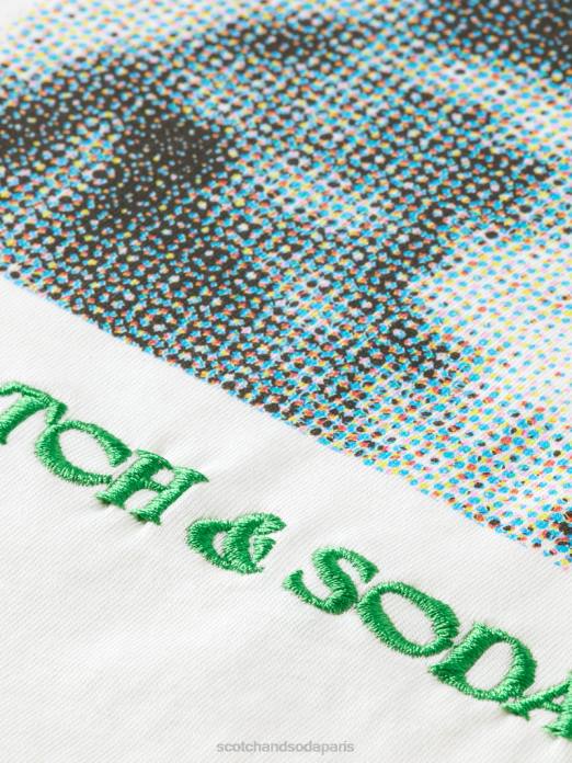 Scotch & Soda femmes t-shirt ample à motif artistique vanille blanche vêtements 4HB476