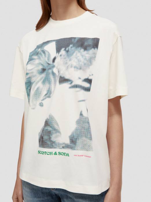 Scotch & Soda femmes t-shirt ample à motif artistique vanille blanche vêtements 4HB476