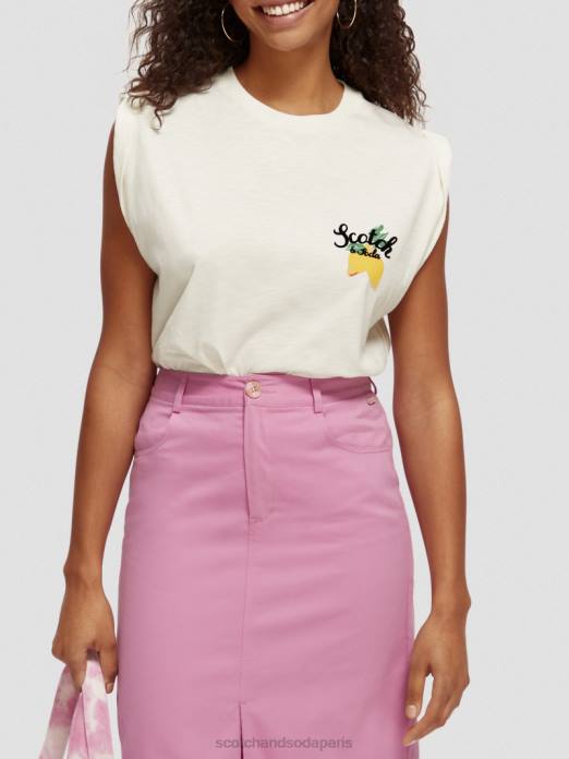 Scotch & Soda femmes t-shirt ample moulant vanille blanche vêtements 4HB474