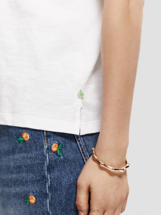 Scotch & Soda femmes t-shirt coupe classique blanc vêtements 4HB4103