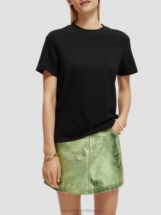 Scotch & Soda femmes t-shirt coupe classique noir vêtements 4HB4100