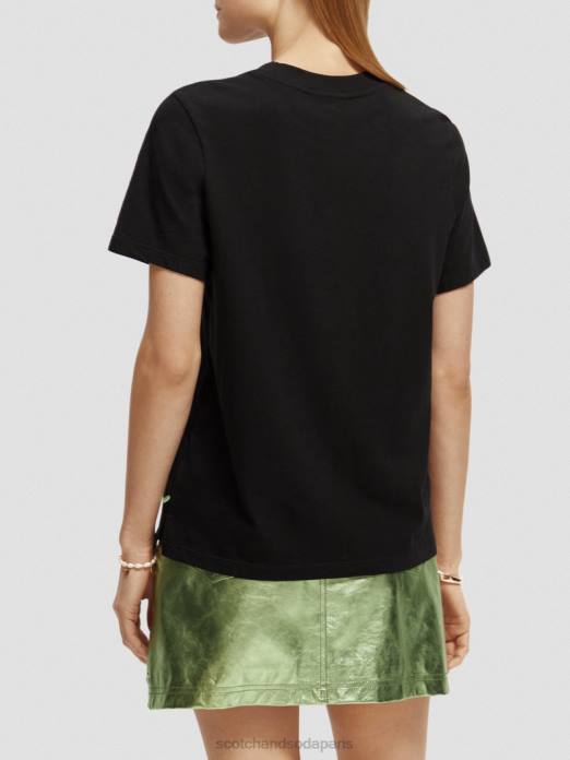 Scotch & Soda femmes t-shirt coupe classique noir vêtements 4HB4100