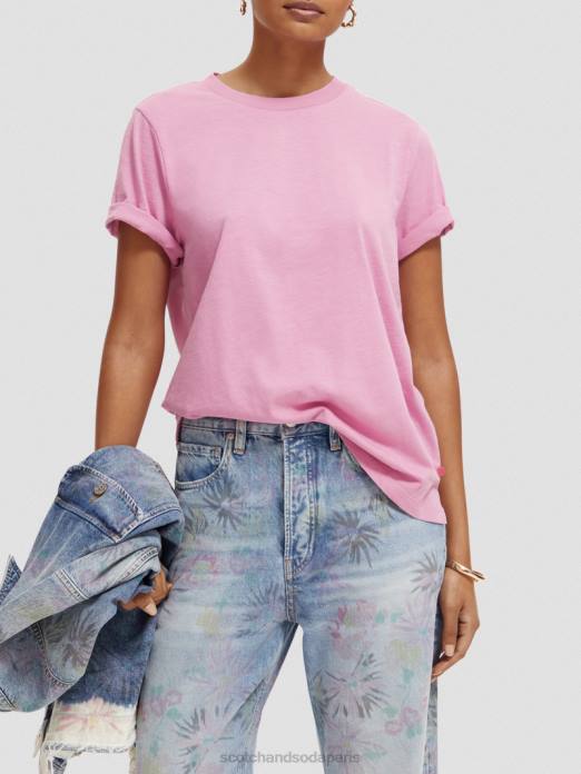 Scotch & Soda femmes t-shirt coupe classique orchidée rose vêtements 4HB4104