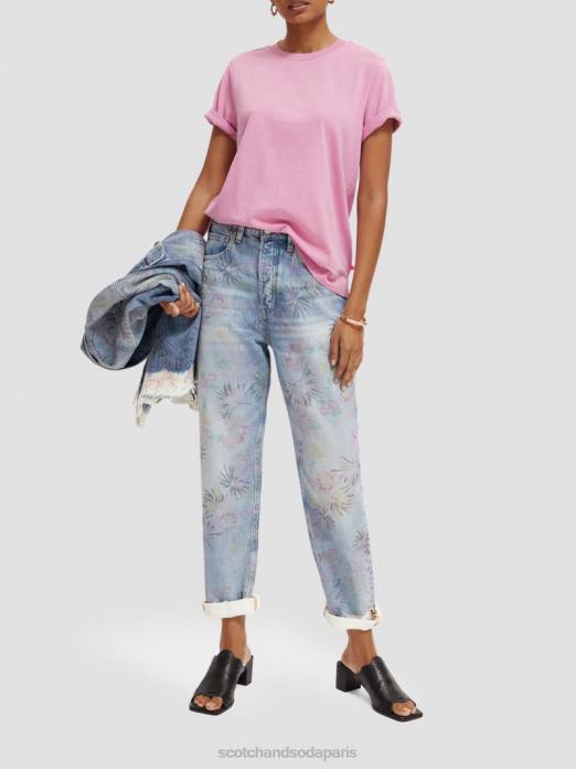 Scotch & Soda femmes t-shirt coupe classique orchidée rose vêtements 4HB4104