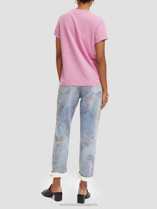 Scotch & Soda femmes t-shirt coupe classique orchidée rose vêtements 4HB4104