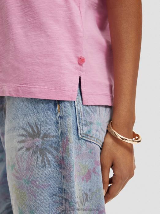 Scotch & Soda femmes t-shirt coupe classique orchidée rose vêtements 4HB4104
