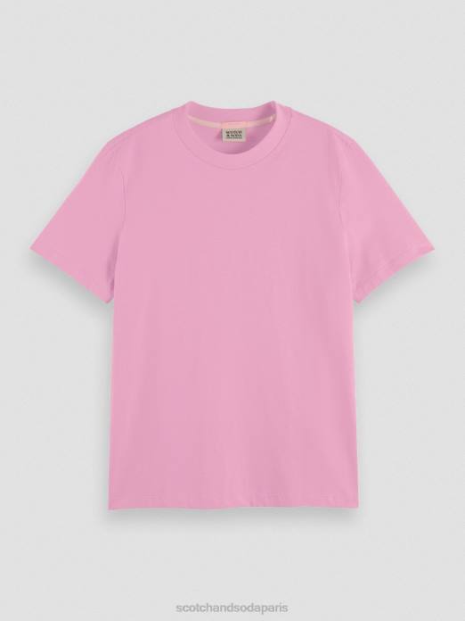 Scotch & Soda femmes t-shirt coupe classique orchidée rose vêtements 4HB4104