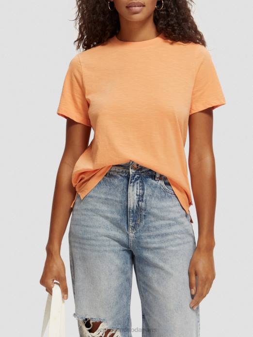 Scotch & Soda femmes t-shirt coupe classique saumon orange vêtements 4HB4102