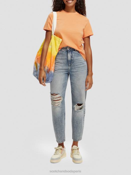 Scotch & Soda femmes t-shirt coupe classique saumon orange vêtements 4HB4102