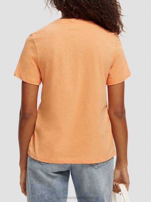 Scotch & Soda femmes t-shirt coupe classique saumon orange vêtements 4HB4102