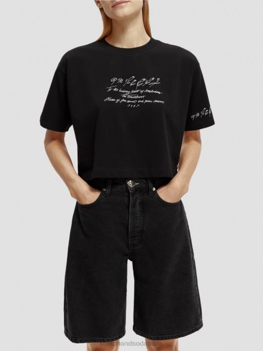 Scotch & Soda femmes t-shirt court à broderies noir vêtements 4HB473