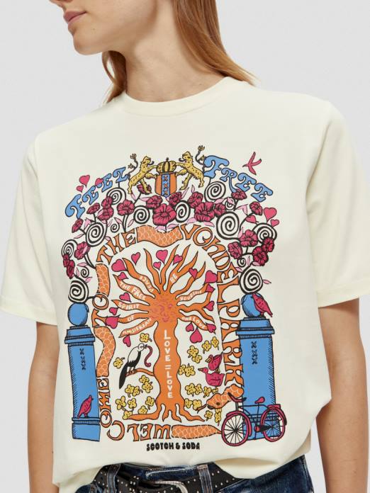 Scotch & Soda femmes t-shirt en coton biologique coupe décontractée blanc vêtements 4HB498