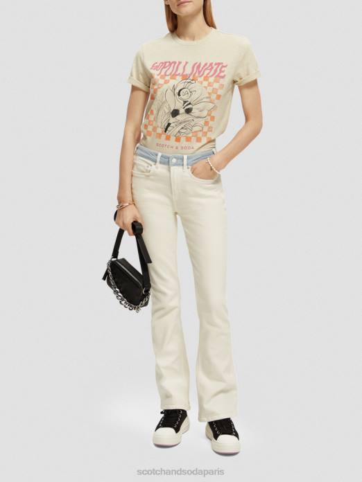 Scotch & Soda femmes t-shirt en coton biologique coupe décontractée mélange de flocons d'avoine vêtements 4HB481
