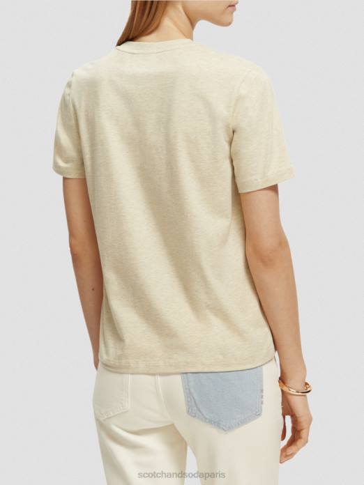 Scotch & Soda femmes t-shirt en coton biologique coupe décontractée mélange de flocons d'avoine vêtements 4HB481