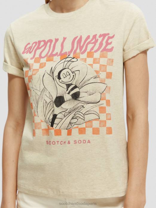 Scotch & Soda femmes t-shirt en coton biologique coupe décontractée mélange de flocons d'avoine vêtements 4HB481