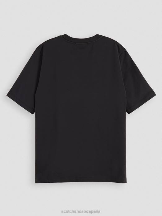Scotch & Soda femmes t-shirt en coton biologique coupe décontractée noir vêtements 4HB497