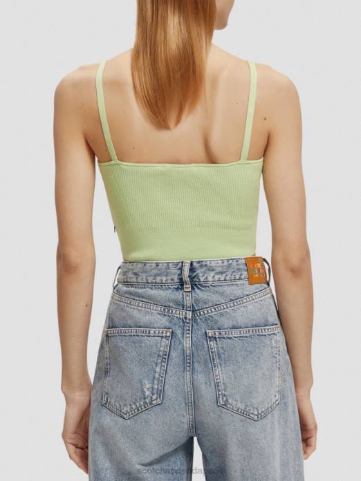 Scotch & Soda femmes top court en maille à col V menthe fraîche vêtements 4HB4117