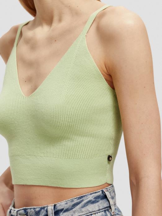 Scotch & Soda femmes top court en maille à col V menthe fraîche vêtements 4HB4117