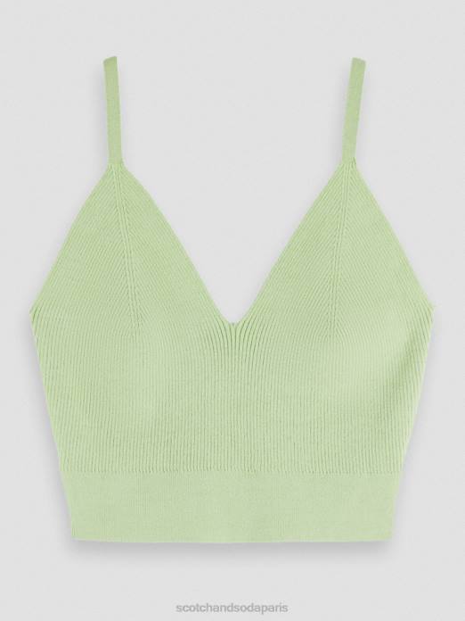 Scotch & Soda femmes top court en maille à col V menthe fraîche vêtements 4HB4117