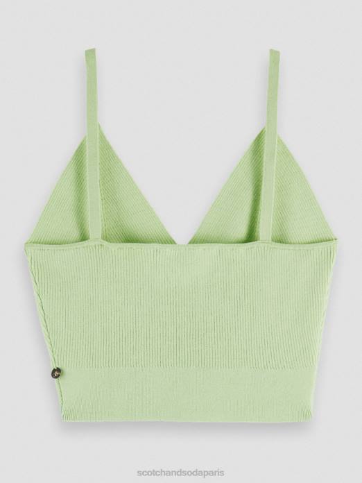 Scotch & Soda femmes top court en maille à col V menthe fraîche vêtements 4HB4117