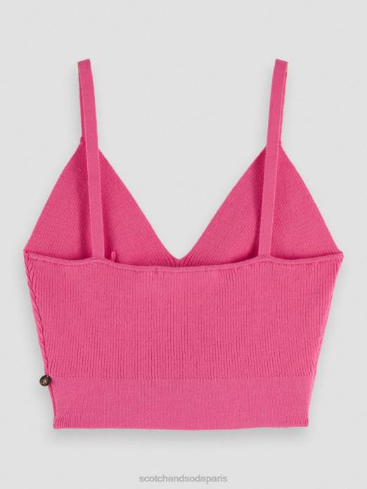 Scotch & Soda femmes top court en maille à col V punch rose vêtements 4HB4119