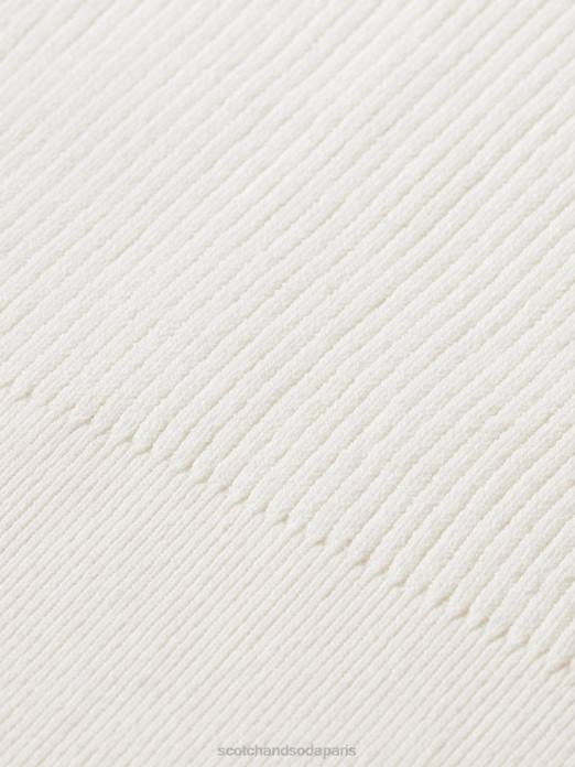 Scotch & Soda femmes top court en maille à col V vanille blanche vêtements 4HB4118